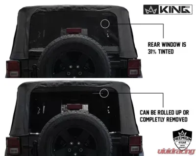King 4WD Jeep JK Replacement Soft Top Tinted Windows For 10-18 Wrangler JK 2 Door Black Diamond - 14010535