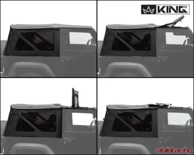 King 4WD Jeep JK Replacement Soft Top Tinted Windows For 10-18 Wrangler JK 2 Door Black Diamond - 14010535