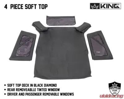 King 4WD Jeep JK Replacement Soft Top Tinted Windows For 10-18 Wrangler JK 2 Door Black Diamond - 14010535