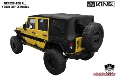 King 4WD Jeep JK Replacement Soft Top Tinted Windows For 10-18 Wrangler JK 4 Door Black Diamond - 14010635