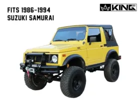 King 4WD Samurai Replacement Soft Top Tinted Windows For 86-94 Suzuki Samurai Black Diamond