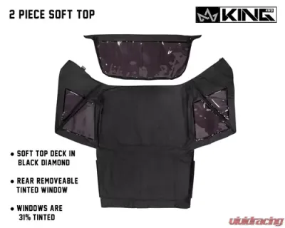 King 4WD Replacement Soft Top Tinted Windows For 86-94 Suzuki Sidekick/GEO Tracker Black Diamond - 14011135