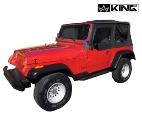 King 4WD Jeep YJ Replacement Soft Top Tinted Windows For 87-95 Wrangler YJ Black Diamond