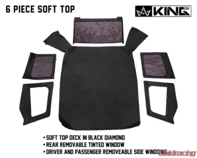King 4WD Jeep YJ Replacement Soft Top Tinted Windows For 87-95 Wrangler YJ Black Diamond - 14011235