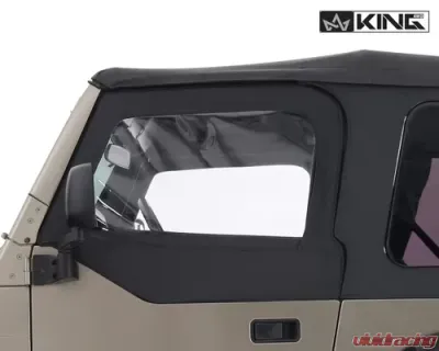 King 4WD Jeep TJ Half Door Uppers Replacement Soft Upper Doors Tinted For 97-06 Wrangler TJ Black Pair - 14019935T
