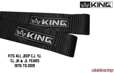 King 4WD Jeep Interior Door Strap Heavy Duty Adjustable All Jeep Years Black - 16010001