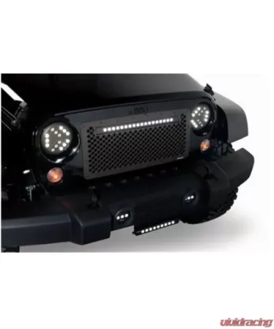 Putco Anodized Alum Lighted Boss Grille with 20-Inch Luminix Light Bar (Cut to Fit) Jeep Wrangler 2007-2018 - 270524BL