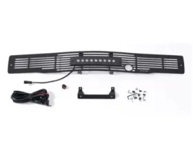 Putco Bumper Grille Insert SS Blk Bar Design with Heater Plug & 10-Inch Luminix Lightbar Ford F-150 2015-2017