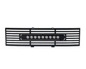 Putco EcoBoost Bumper Grille Inserts - Black SS Bar and 10-Inch Luminix Light Bar Ford F-150 2011-2014