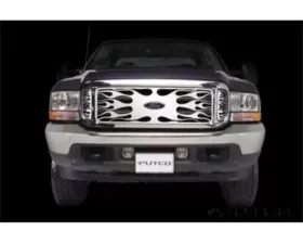 Putco Flaming Inferno Stainless Steel Grille with Logo Cut-Out Includes Side Vents Ford F-250 SuperDuty 1999-2004