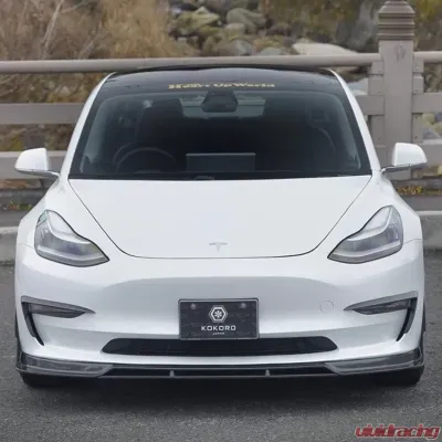 Kokoro Carbon Fiber Front Spoiler Tesla Model 3 2019+ - HUW-A000054
