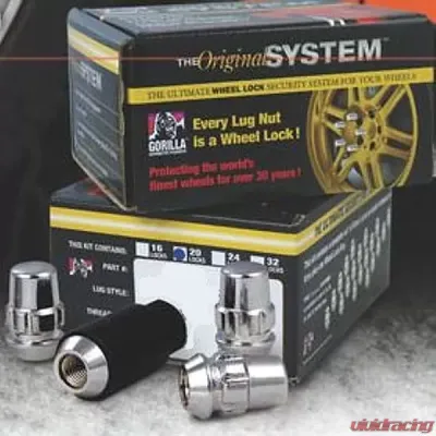 Gorilla Automotive Acorn-Style Wheel Lock Systems 14mm x 1.50 24-Pack Black Chrome - 71644NBC