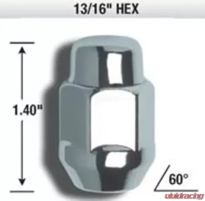 Gorilla Automotive Bulge Acorn Lug Nut 0.5-Inch Chrome 2-Piece - LC17-00012