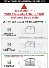 Tyger Auto Textured Black Star Armor Fit Chevrolet Silverado | GMC Sierra 1500|2500|3500 Crew Cab 2007-2019                                     - TG-AM2C20128 - Image 6