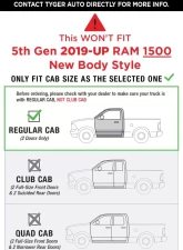 Tyger Auto Textured Black Star Armor Fit Ram 1500 | 2500 | 3500 Regular Cab 2009-2021                                     - TG-AM2D21078 - Image 6