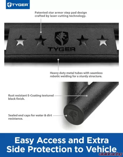 Tyger Auto Textured Black Star Armor Fit Nissan Frontier | Suzuki Equator Crew Cab 2005-2020 - TG-AM2N20158