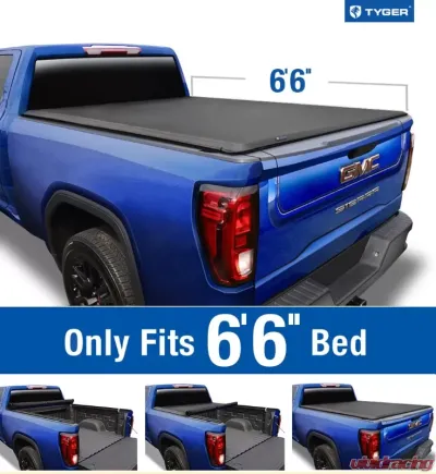 Tyger Auto T1 Soft Roll Up Truck Bed Tonneau Cover (6'6") Chevrolet Silverado | GMC Sierra 1500 2019-2020 - TG-BC1C9054