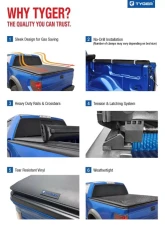 Tyger Auto T1 Soft Roll Up Truck Bed Tonneau Cover (8-Feet) Dodge Ram 1500 | 2500 | 3500 2002-2020                                     - TG-BC1D9015 - Image 5