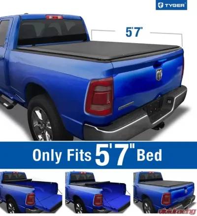 Tyger Auto T1 Soft Roll Up Truck Bed Tonneau Cover (5'7") Ram 1500 2019-2020 - TG-BC1D9046