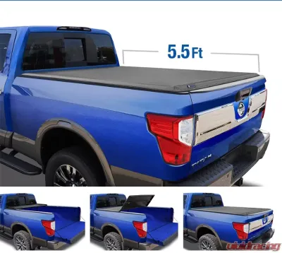 Tyger Auto T3 Soft Tri-Fold Truck Bed Tonneau Cover (5.5-Feet) Nissan Titan w/out Titan Box 2004-2015 - TG-BC3N1026