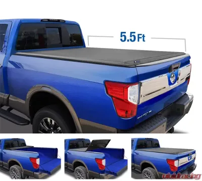 Tyger Auto T3 Soft Tri-Fold Truck Bed Tonneau Cover (5.5-Feet) Nissan Titan w/out Titan Box 2017-2020 - TG-BC3N1048