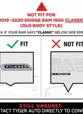 Tyger Auto 6.6" Textured Black Blade Fit Ram 1500 Crew Cab 2019-2021                                     - TG-BL8D7178 - Image 4