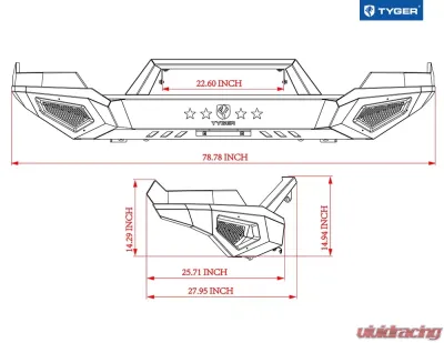 Tyger Auto Fury Front Bumper Ram 1500 2013-2020 - TG-BP6D80368