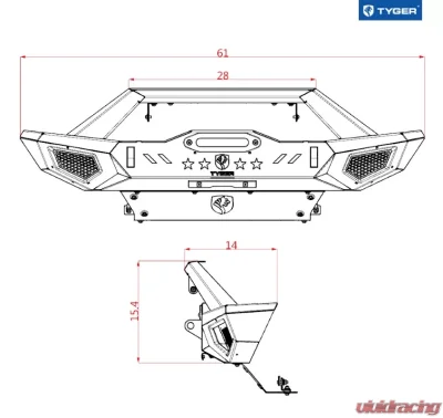 Tyger Auto Fury Front Bumper Jeep Gladiator JT | Wrangler JK|JL 2007-2021 - TG-BP6J80068