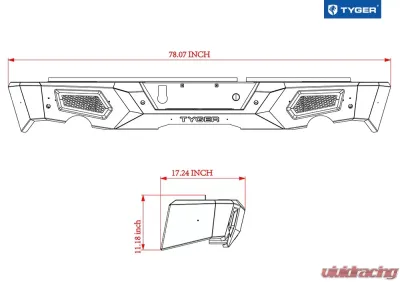 Tyger Auto Fury Rear Bumper Ram 1500 2009-2018 - TG-BP9D80398