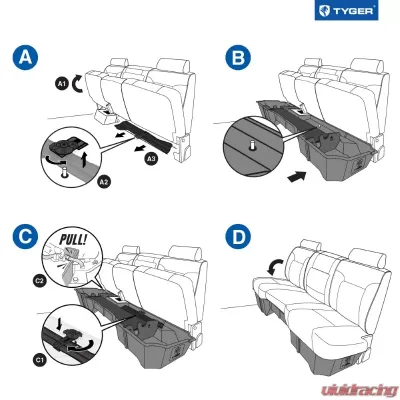 Tyger Auto Under Seat Storage Box Chevrolet Silverado | GMC Sierra 1500|2500|3500 Double Cab 2014-2019 - TG-CB5C2248