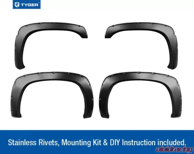 Tyger Auto Bolt-Riveted Style Fender Flares Chevrolet Silverado | GMC Sierra 1999-2006 - TG-FF8C4058