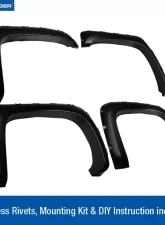 Tyger Auto Bolt-Riveted Style Fender Flares Chevrolet Silverado 1500 | 2500 | 3500 2007-2014                                     - TG-FF8C4068 - Image 2