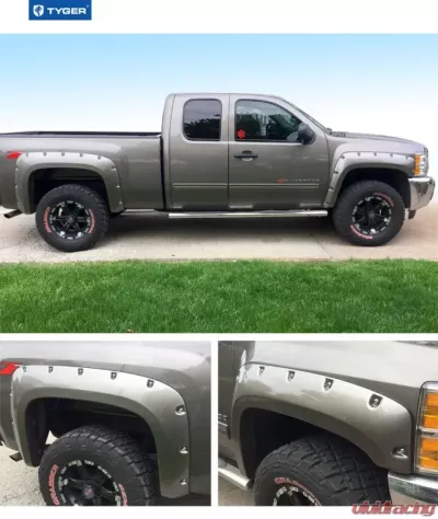 Tyger Auto Bolt-Riveted Style Fender Flares Chevrolet Silverado 1500 | 2500 | 3500 2007-2014 - TG-FF8C4068