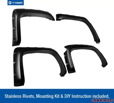 Tyger Auto Bolt-Riveted Style Fender Flares Chevrolet Silverado 1500 2007-2013 - TG-FF8C4108
