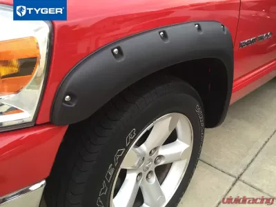 Tyger Auto Bolt-Riveted Style Fender Flares (Fine-Textured Matte Black) Dodge Ram 1500 | 2500 | 3500 2002-2009 - TG-FF8D4078