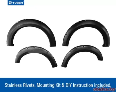 Tyger Auto Bolt-Riveted Style Fender Flares (Rugged-Textured Matte Black) Ford F-150 | Lincoln Mark LT 2004-2008 - TG-FF8F4017