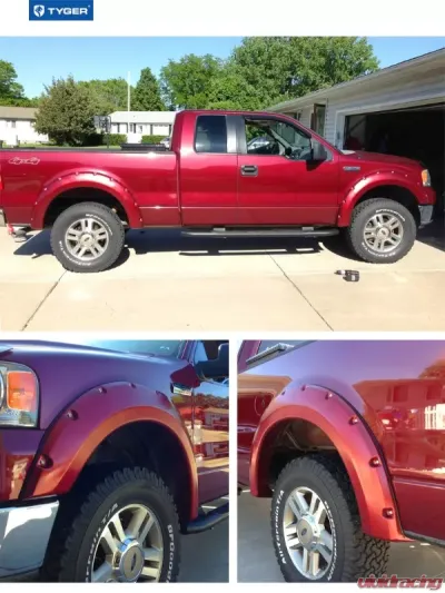 Tyger Auto Bolt-Riveted Style Fender Flares Ford F-150 | Lincoln Mark LT 2004-2008 - TG-FF8F4018