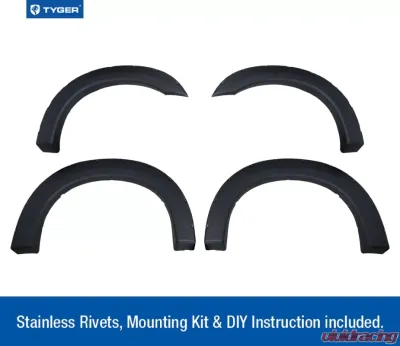 Tyger Auto Bolt-Riveted Style Fender Flares (Rugged-Textured Matte Black) Ford F-250 | F-350 Super Duty 1999-2007 - TG-FF8F4097