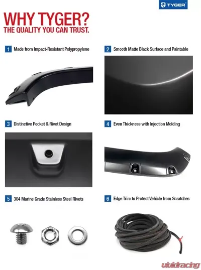 Tyger Auto TG-FF8T4398 Bolt-Riveted Fender Flares for Toyota