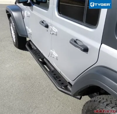 Tyger Auto Textured Black Star Armor Running Boards Jeep Wrangler JL 4-Door 2018-2021 - TG-JA2J2288B