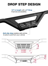 Tyger Auto Textured Black Drop Step Bars Chevrolet Silverado | GMC Sierra 1500|2500|3500 Crew Cab 2019-2021                                     - TG-LD2C60248 - Image 2