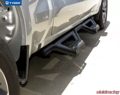 Tyger Auto Textured Black Drop Step Bars Chevrolet Silverado | GMC Sierra 1500|2500|3500 Crew Cab 2019-2021 - TG-LD2C60248