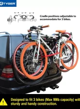 Tyger Auto Trunk Mounted 3-Bike Carrier Rack                                     - TG-RK3B203S - Image 2