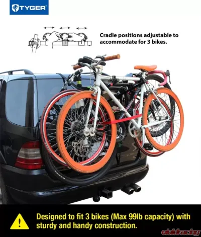 Tyger Auto Trunk Mounted 3-Bike Carrier Rack - TG-RK3B203S