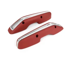 ACP Arm Rest Pad Deluxe Red With Stainless Steel Trim Pair FC-BA002A