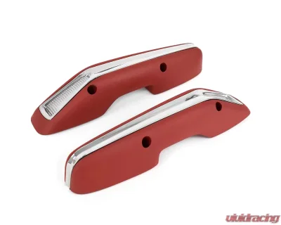 ACP Arm Rest Pad Deluxe Red With Stainless Steel Trim Pair FC-BA002A - FC-BA002A