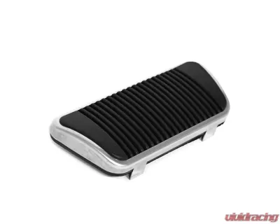 ACP Brake Pedal Pad for Ford Mustang 1965-1967, Mercury Cougar 1967, Black Rubber with Stainless Trim - FM-EB003K