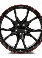 FSW R Style - F126 Wheel 20x8 5x114.3 48mm Gloss Black/Red Pin Stripe                                     - F126208065+48 - Image 5