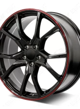 FSW R Style - F126 Wheel 20x8 5x114.3 48mm Gloss Black/Red Pin Stripe                                     - F126208065+48 - Image 2