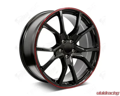 FSW R Style - F126 Wheel 20x8 5x114.3 48mm Gloss Black/Red Pin Stripe - F126208065+48